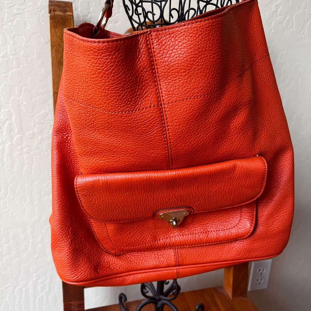 All leather Orange women’s tote